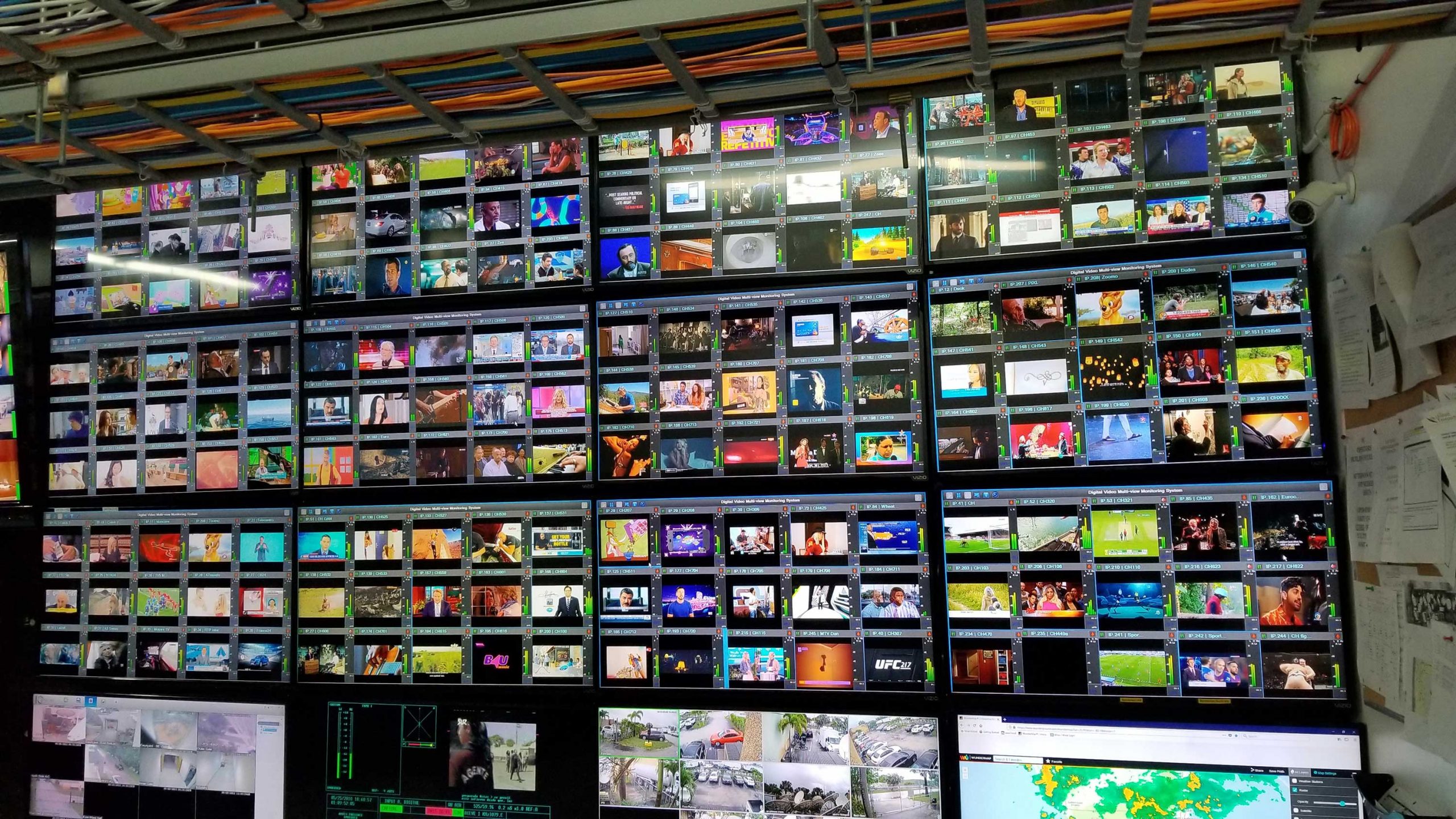 Satellite broadcast screens